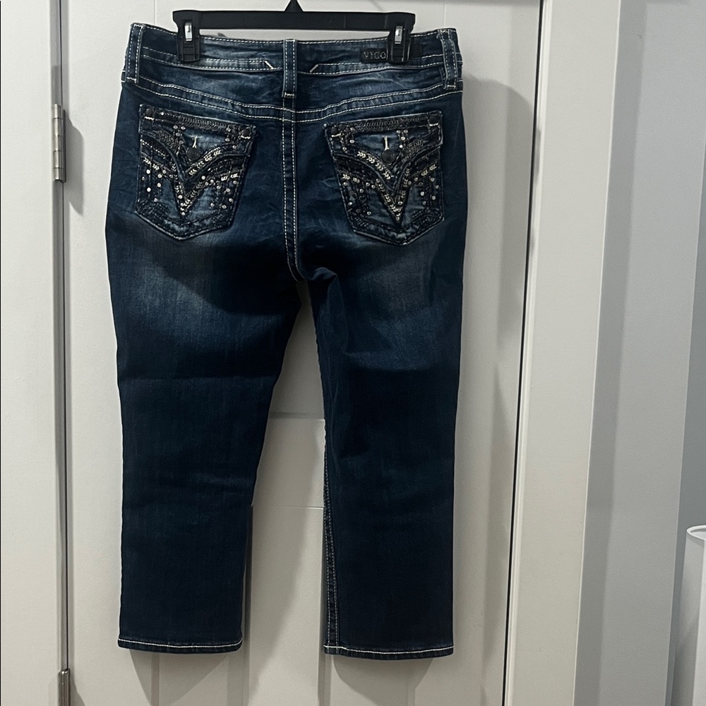 Vigoss Women's Dark Blue Denim Jeans Heritage Fit size 10 length 21 thick stitch